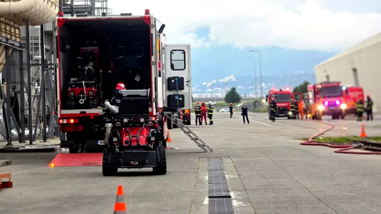 Incendiul de la fabrica din Brașov, sub control. Trei autospeciale sunt încă prezente la hala făcută scrum