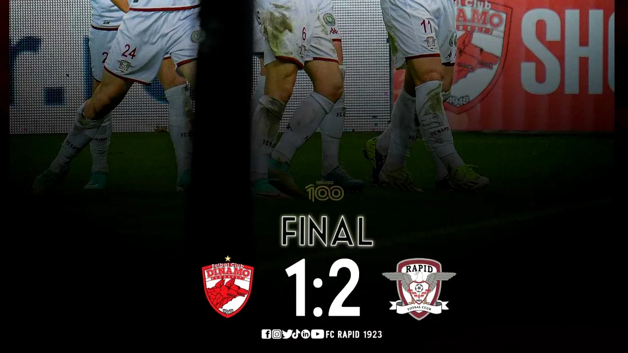 Rapid câştigă derby-ul de pe Arena Naţională: a doborât-o pe Dinamo în prelungiri