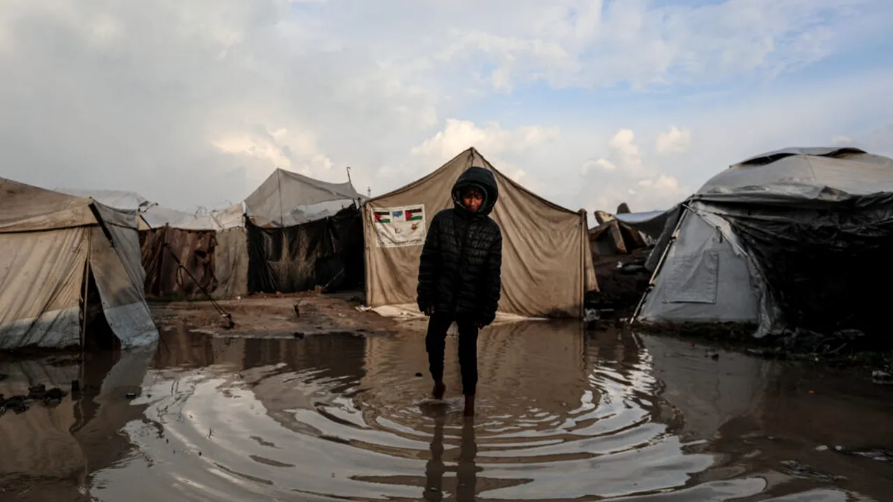 Gaza sub apă și frig: Copiii mor în adăposturi improvizate