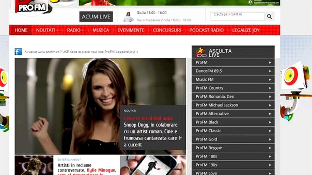 www.profm.ro, cel mai vizualizat site radio din România, se relansează cu un nou conţinut