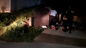 Ursoaică eliberată de jandarmi după ce a rămas blocată într-un container de gunoi