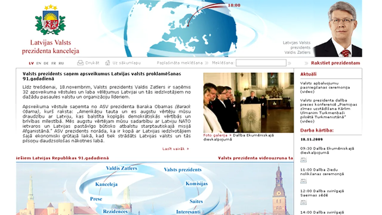 Site-ul de Internet al preşedintelui leton, atacat de hackeri chiar de Ziua Independenţei