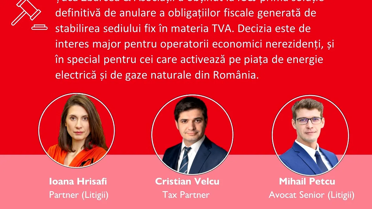 Ţuca Zbârcea & Asociaţii reuşeşte o decizie în premieră