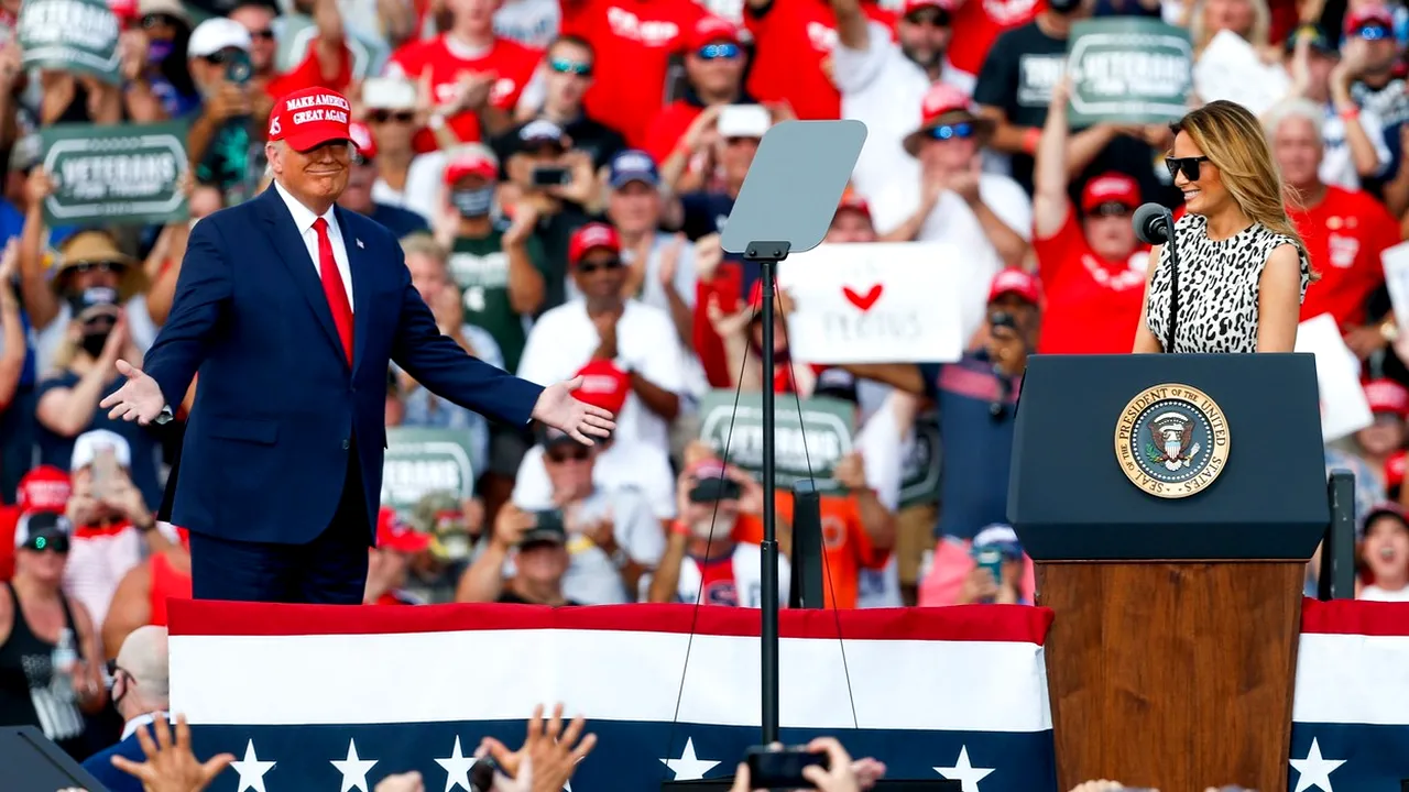 Melania Trump, prima dată alături de soţul ei, la un miting, anul acesta