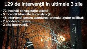 Pompierii din Gorj au stins 77 de incendii în doar trei zile