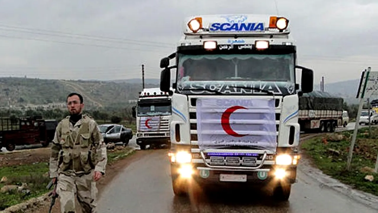 Primul convoi umanitar din 2012 a ajuns în oraşul sirian Darayya, în cadrul unui armistiţiu temporar