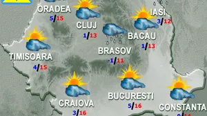 PROGNOZA METEO: Ploi slabe şi vânt în următoarele zile. Cum va fi vremea luni şi marţi