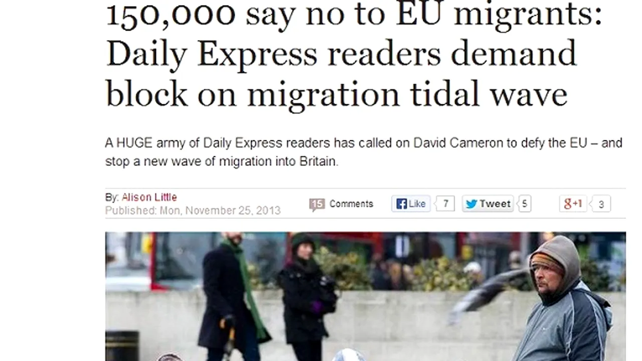 Daily Express susţine că petiţia sa împotriva imigraţiei românilor şi bulgarilor a strâns 150.000 de semnături