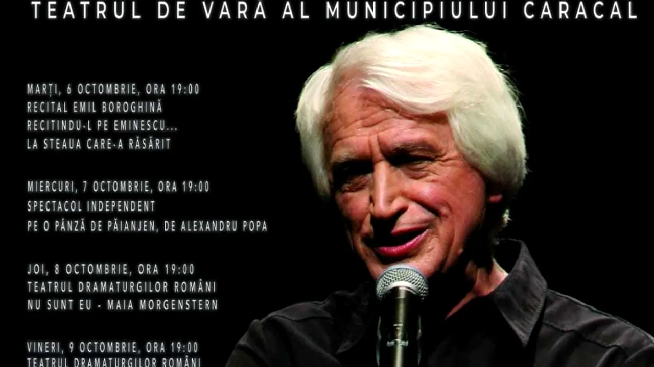 Începe Festivalul de Teatru ”Ştefan Iordache”, la Caracal, mâine, 6 octombrie. Ediţia este dedicată lui Emil Boroghină   