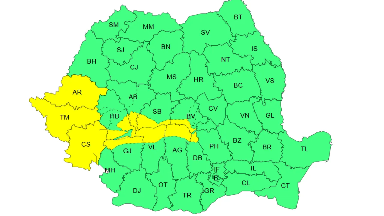 ANM: Cod Galben de vânt puternic / Ce zone sunt avertizate