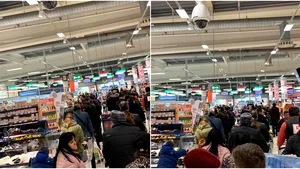 Cozi în supermarketurile din ţară. Românii şi-au făcut provizii de teama coronavirusului - FOTO şi VIDEO