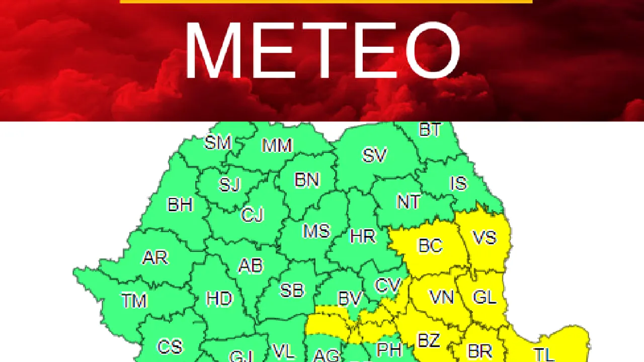 ANM. Meteo: Cod galben de vânt şi ploi în sud-estul României