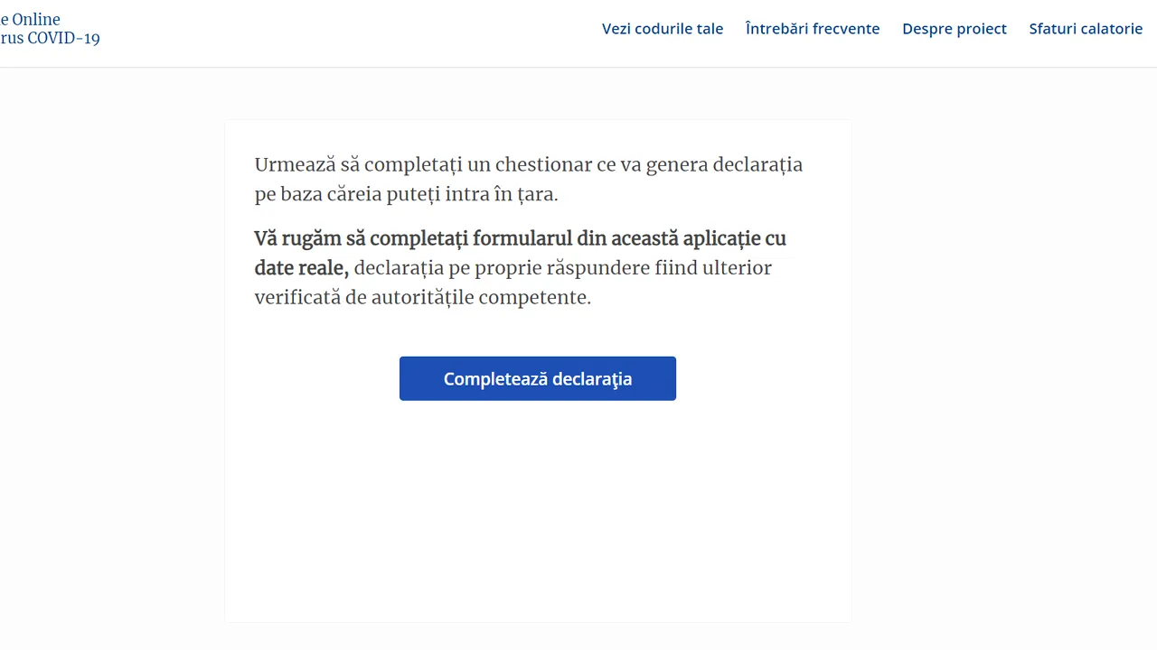 Declaraţia epidemiologică de intrare în ţară o poţi consulta AICI. Chestionar on-line care reduce timpii de aşteptare în aeroport