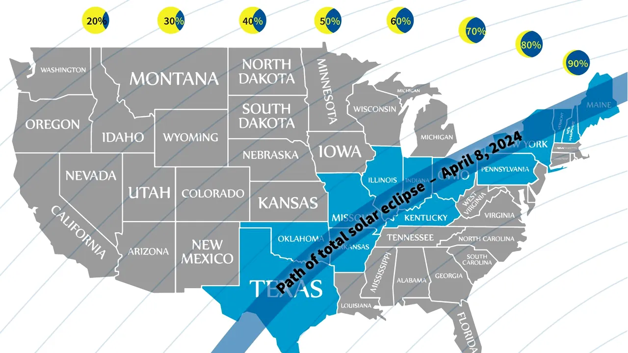 O eclipsă totală de soare traversează America de Nord luni, 8 aprilie
