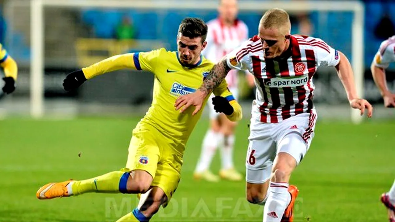Steaua a fost învinsă de Aalborg cu 1-0, în grupa J a Ligii Europa