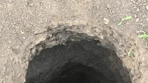 Groapă de 10 metri adâncime care emană clor, găsită într-o localitate din Neamț