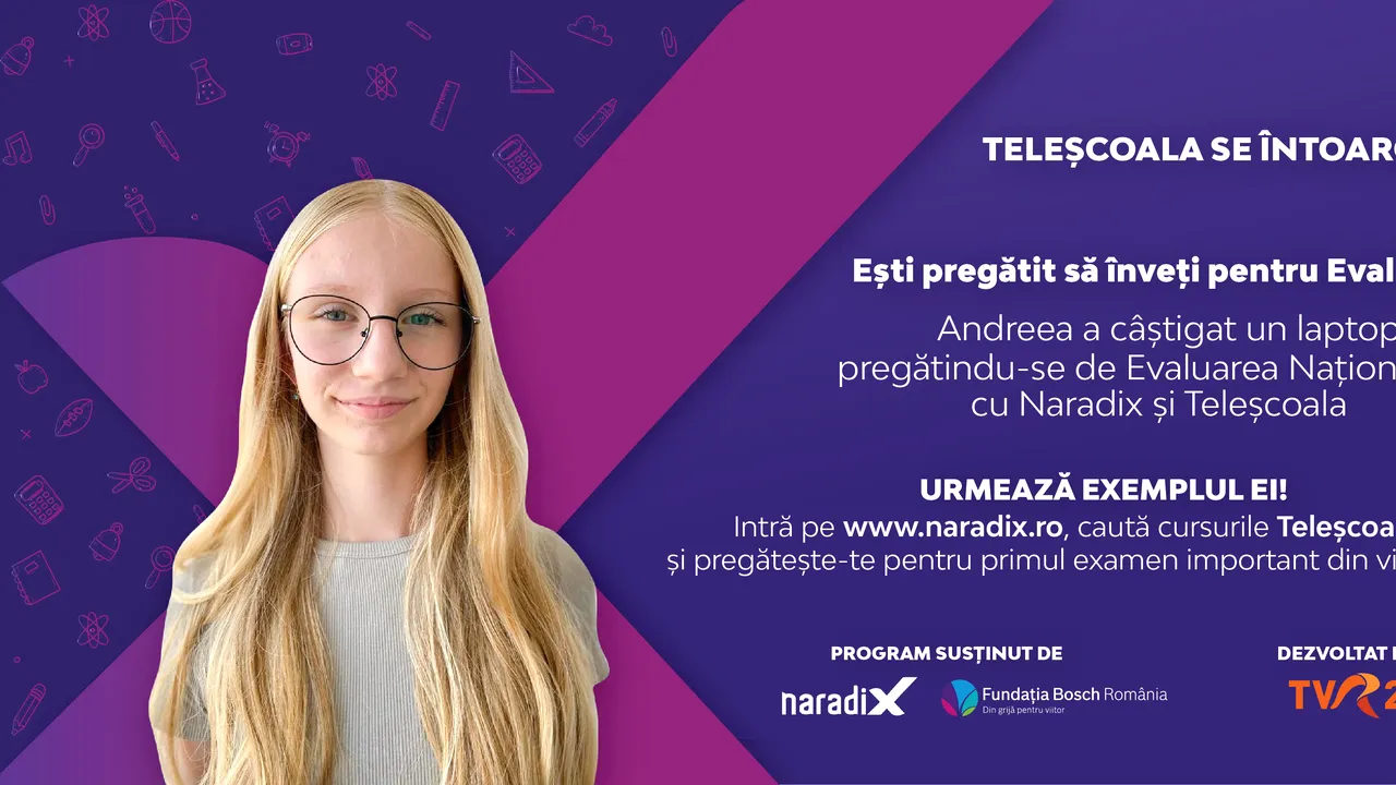 NaradiX, TVR şi Fundaţia Bosch România fac din nou echipă pentru a susţine elevii la Evaluare
