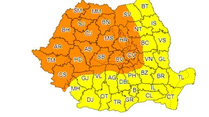 METEO. COD PORTOCALIU de vreme rea emis de ANM în aproape toată ţara