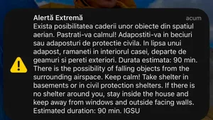 Nou mesaj Ro-Alert în Tulcea. Cetățenii avertizați asupra posibilității căderii unor obiecte din spațiul aerian