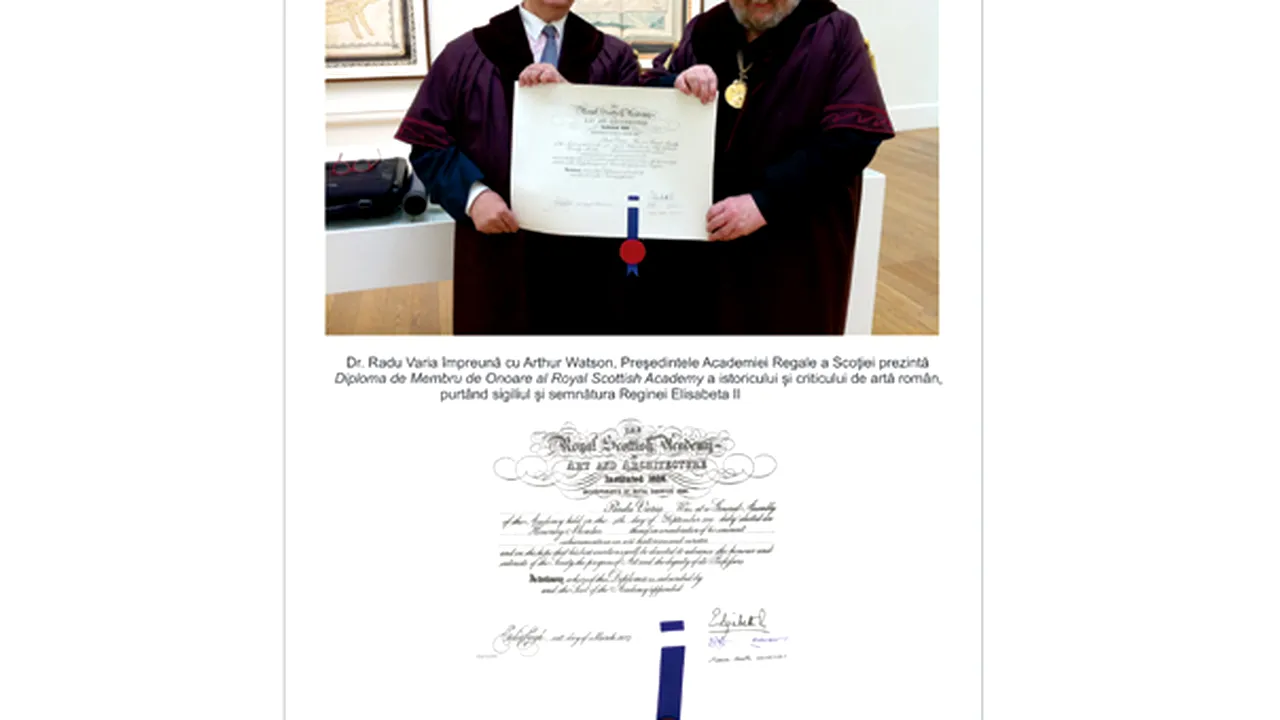 Radu Varia a primit Diploma de membru de onoare al Royal Scottish Academy