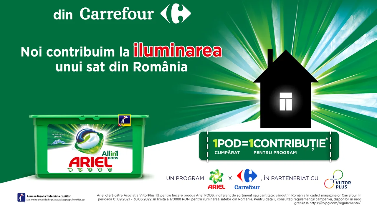(P) POD cu POD luminezi o casă - campania Ariel şi Carrefour, în parteneriat cu ViitorPlus, se extinde într-o nouă comunitate