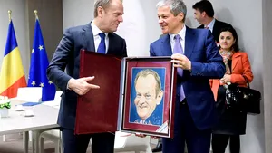 Premierul Cioloş i-a dat lui Donald Tusk o caricatură pentru a-şi 
