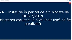 DNA, mesaj de protest pe site: Instituţie în pericol de a fi blocată de OUG pe legile justiţiei | FOTO