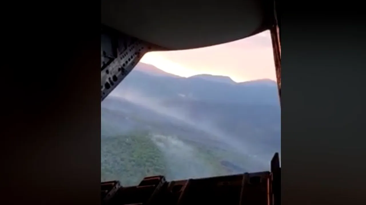 Forţele Aeriene Române, filmare privind intervenţia aeronavei Spartan în Grecia | VIDEO