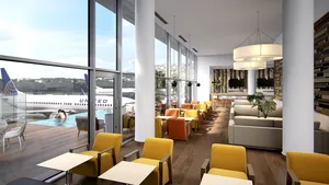 Aeroportul unde poţi aştepta AVIONUL într-o piscină aflată la doar câţiva metri de aeronavele garate | FOTO