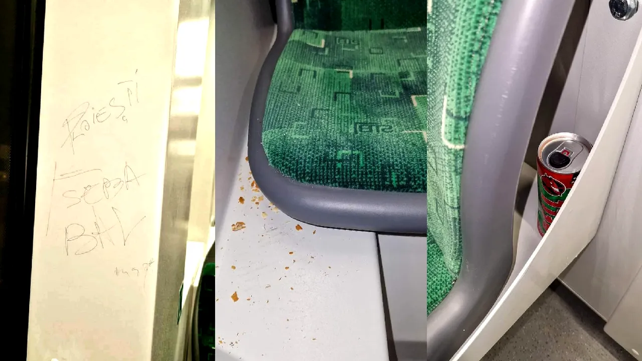 Tramvai nou, după două zile în Bucureşti:  Pereţi distruşi, ambajale aruncate pe jos
