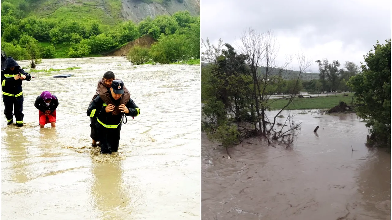 EVACUARE în masă, după ce râul Budac a ieşit din matcă/ 14 echipaje de pompieri militari au fost trimise la faţa locului | FOTO