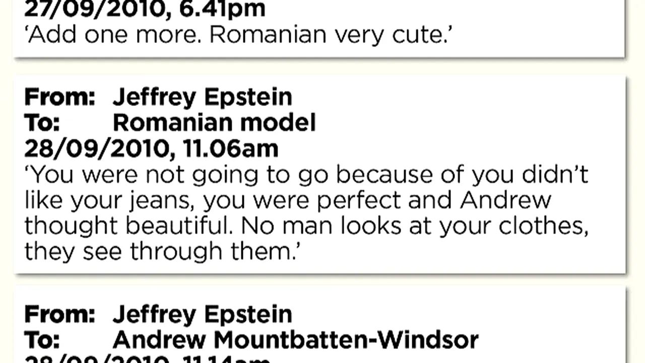 „Româncă foarte drăguță”, livrată de Epstein lui Andrew Mountbatten-Windsor la Palatul Buckingham