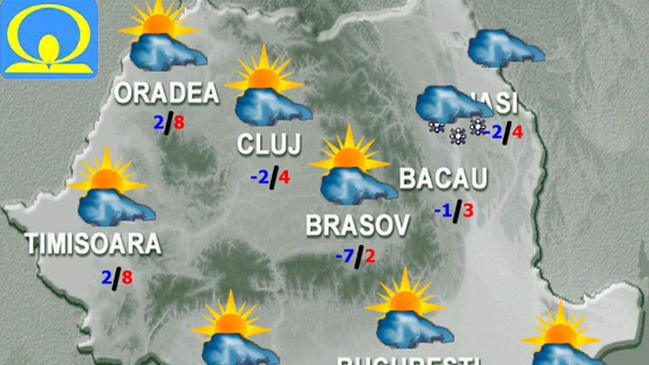 PROGNOZA METEO: Temperaturi maxime de 10 grade. Cum  va fi vremea joi şi vineri