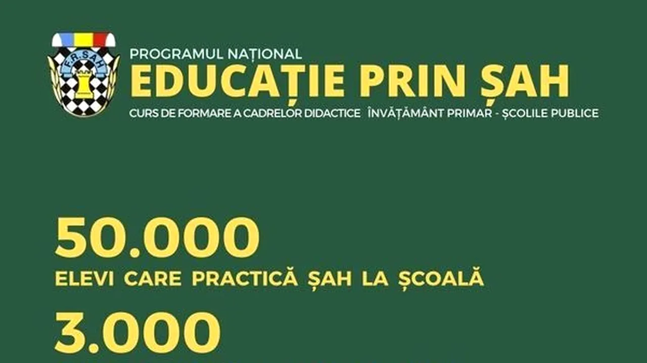 “Educaţie prin şah”, cel mai ambiţios program educaţional de după Revoluţie