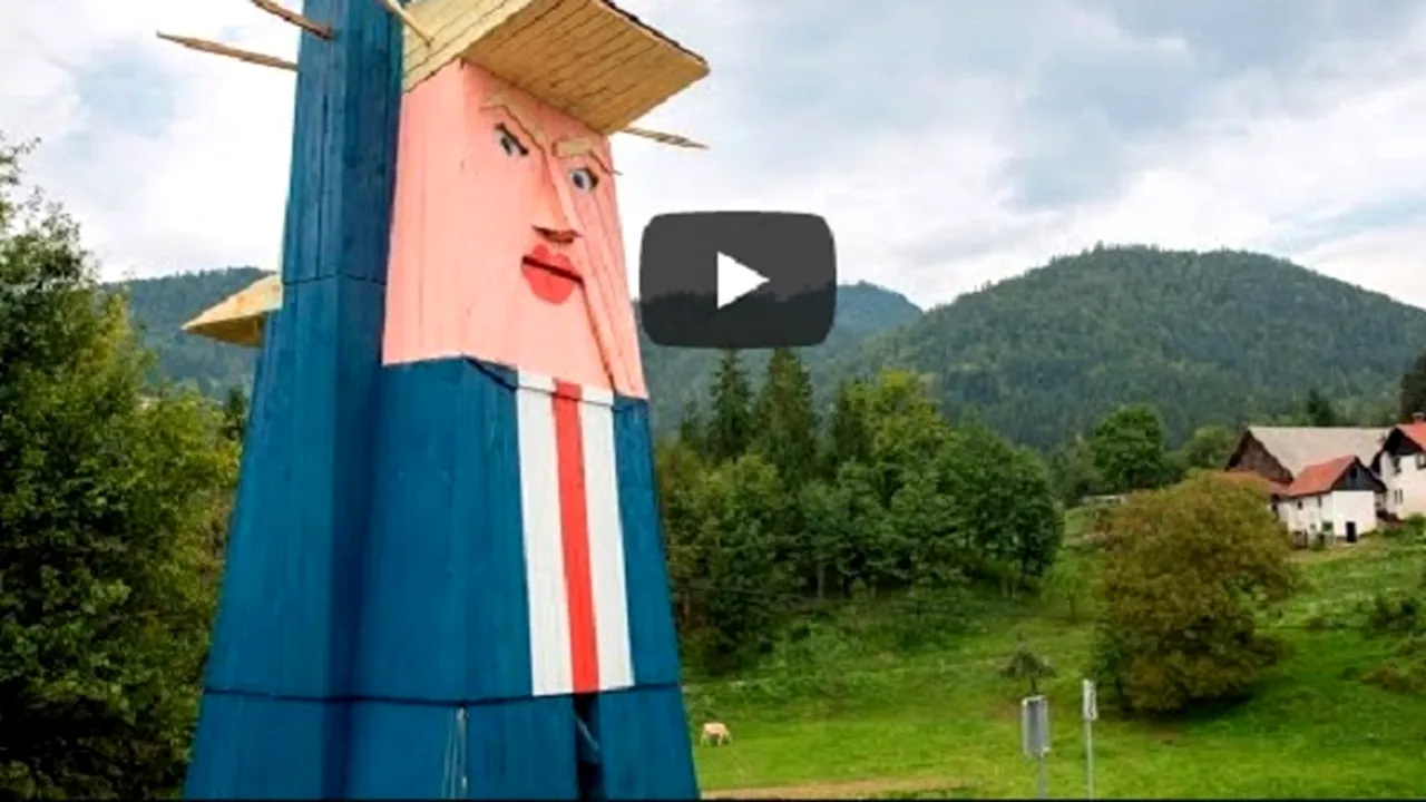 O statuie care îi seamănă izbitor lui Donald Trump, ridicată în Slovenia, ţara de origine a soţiei preşedintelui | VIDEO
