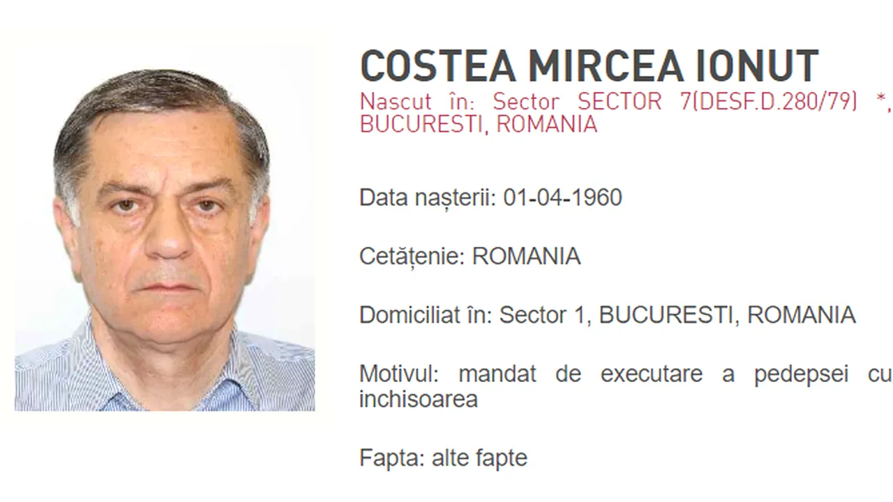 Fostul preşedinte EximBank, Mircea Ionuţ Costea, condamnat la închisoare, dat în urmărire generală