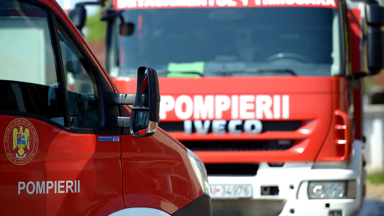 Incendiu cu degajări mari de fum la o hală dezafectată din Gheorgheni. A fost emis mesaj Ro-Alert