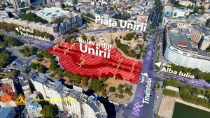 Restricții de circulație în zona Fântânii din Piața Unirii. Începe o nouă fază a lucrărilor la Planșeul Unirii