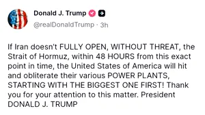 Ultimatum pentru Iran: 48 de ore pentru redeschiderea Strâmtorii Hormuz