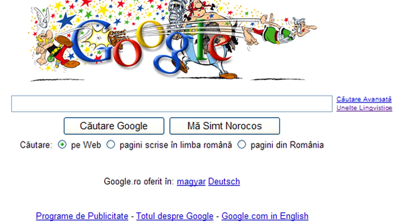 Google are un logo special la cea de-a 50-a aniversare a lui Asterix şi Obelix