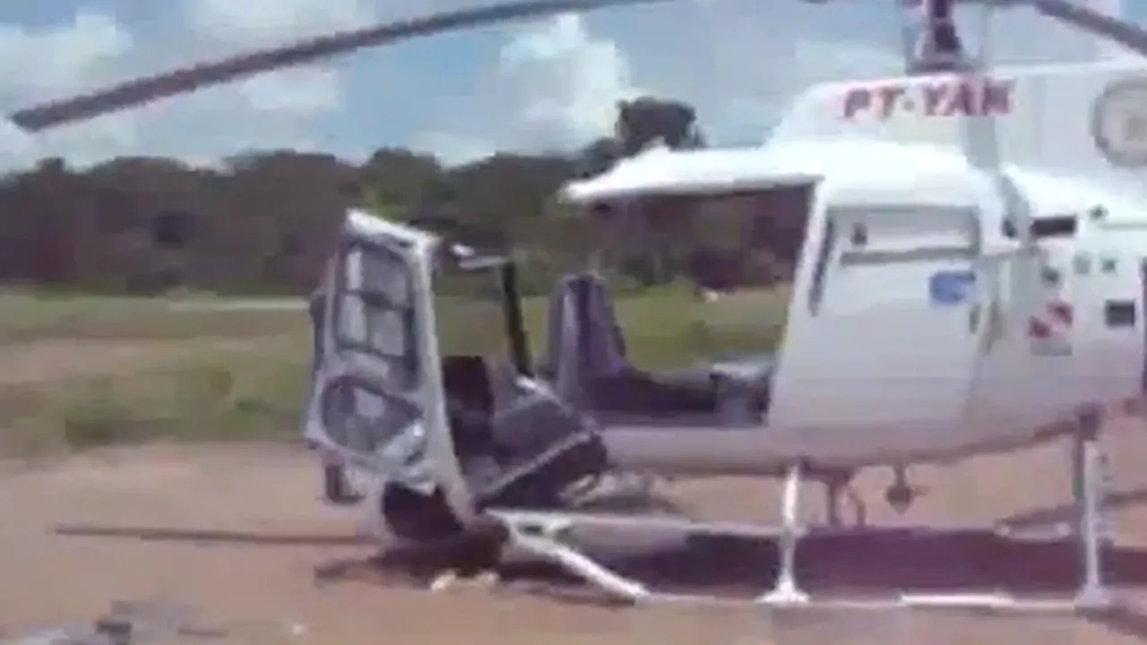 IMAGINI DRAMATICE cu un elicopter brazilian care se dezmembrează imediat după aterizare - VIDEO