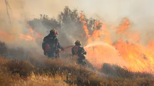 Pompierii români intervin în Grecia pentru stingerea unui incendiu de vegetație lângă Atena