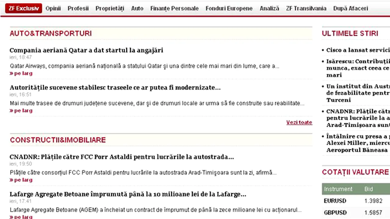 Ziarul Financiar lansează serviciul ZF Exclusiv
