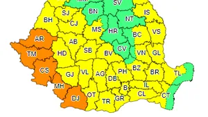 Avertizare METEO. Cod portocaliu şi galben de caniculă, disconfort termic şi instabilitate atmosferică