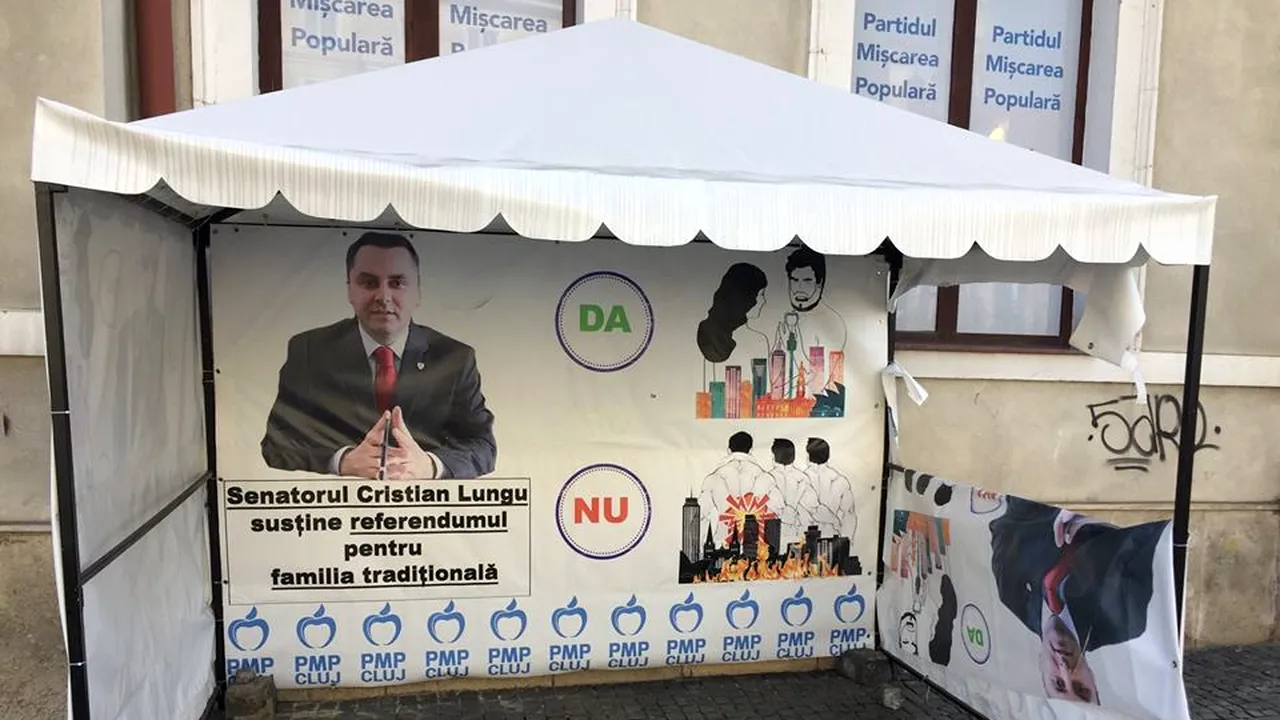 Cortul de campanie pentru referendum din Cluj al PMP a fost vandalizat