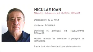 Omul de afaceri Ioan Niculae a fost dat în urmărire naţională. Anunţul postat de Poliţia Română