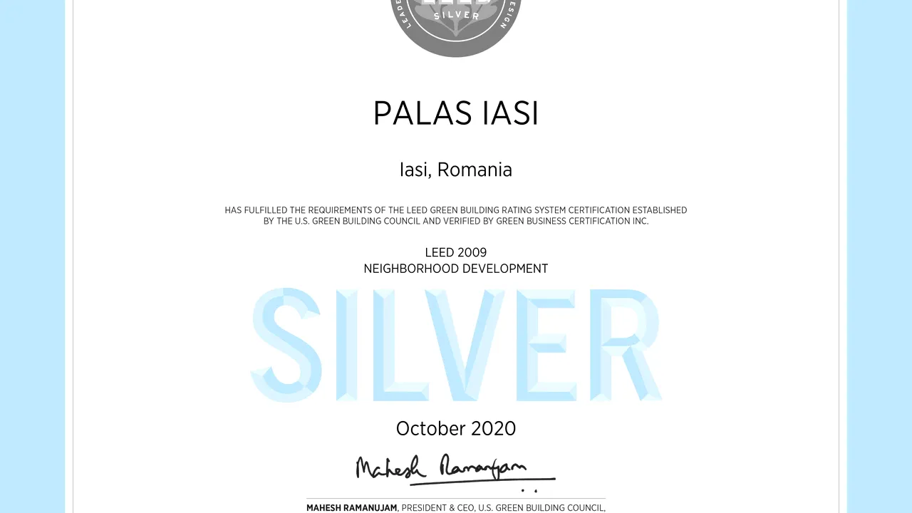 (P) Ansamblul mixt Palas Iaşi, al companiei IULIUS, singurul proiect certificat LEED® Neighborhood Development din Europa Centrală şi de Est