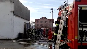 FOTO Incendiu în Sibiu la o hală de depozitare cartoane 