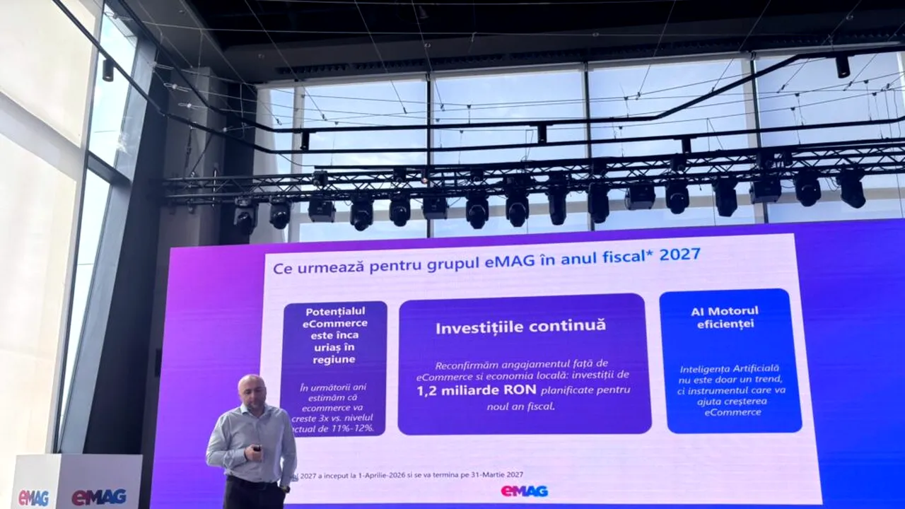 Grupul eMAG a avut vânzări de 10,6 miliarde lei în 2025 și anunță investiții de 1,2 miliarde lei pentru următorul an fiscal. Au crescut cumpărăturile în campanii promoționale