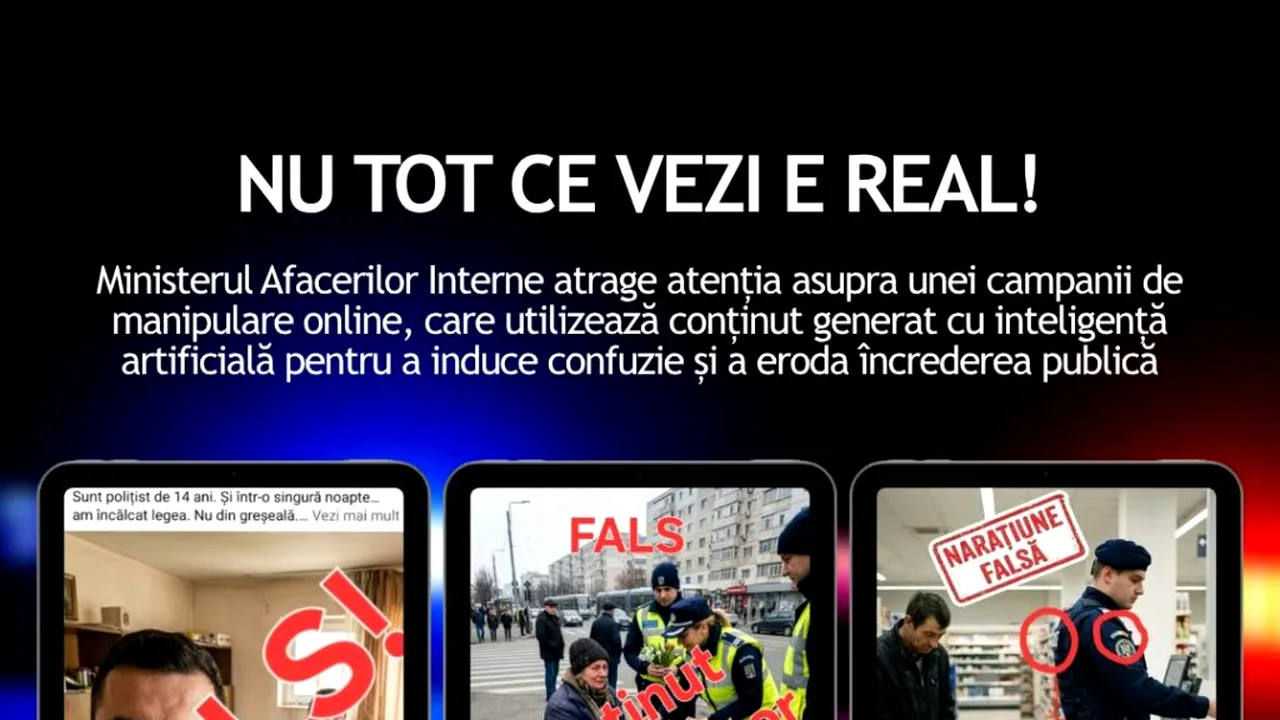 Campanie de influențare cu personaje AI, prezentate ca polițiști sau jandarmi. DNSC: „Exploatează emoțiile”